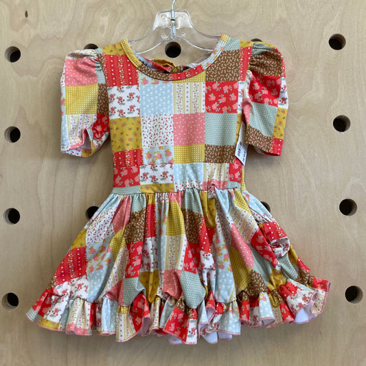 Patchwork Print Twirl Dress