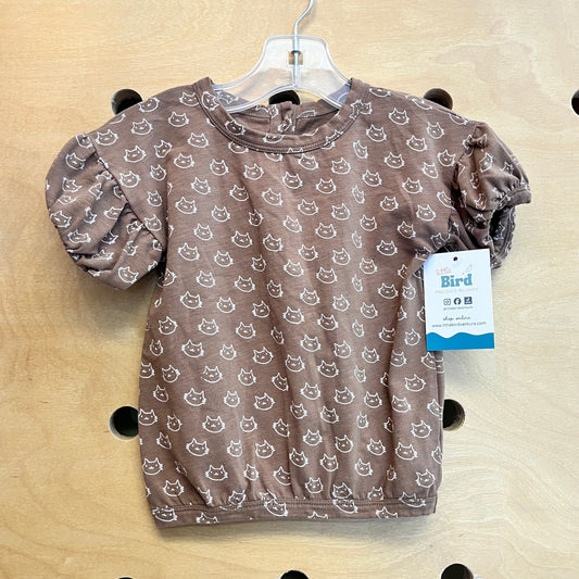 Organic Brown Bubble Sleeve Cat Tee