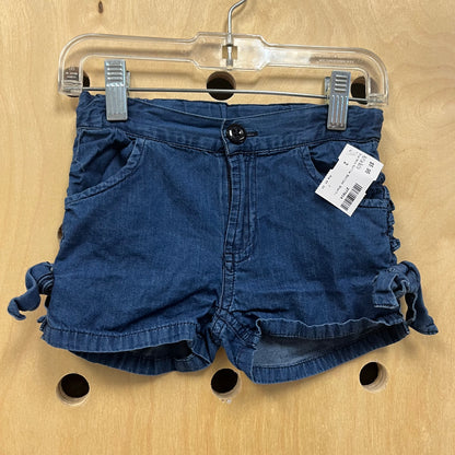 Blue Denim Ruffle Bottom Shorts