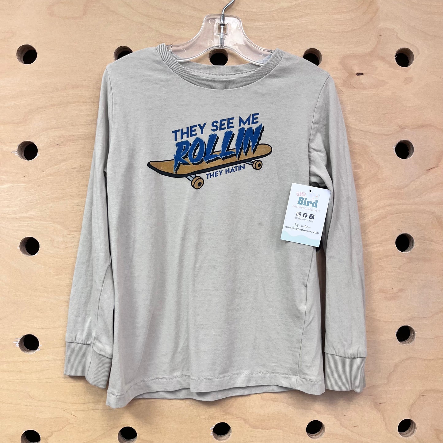 Beige They See Me Rollin Tee