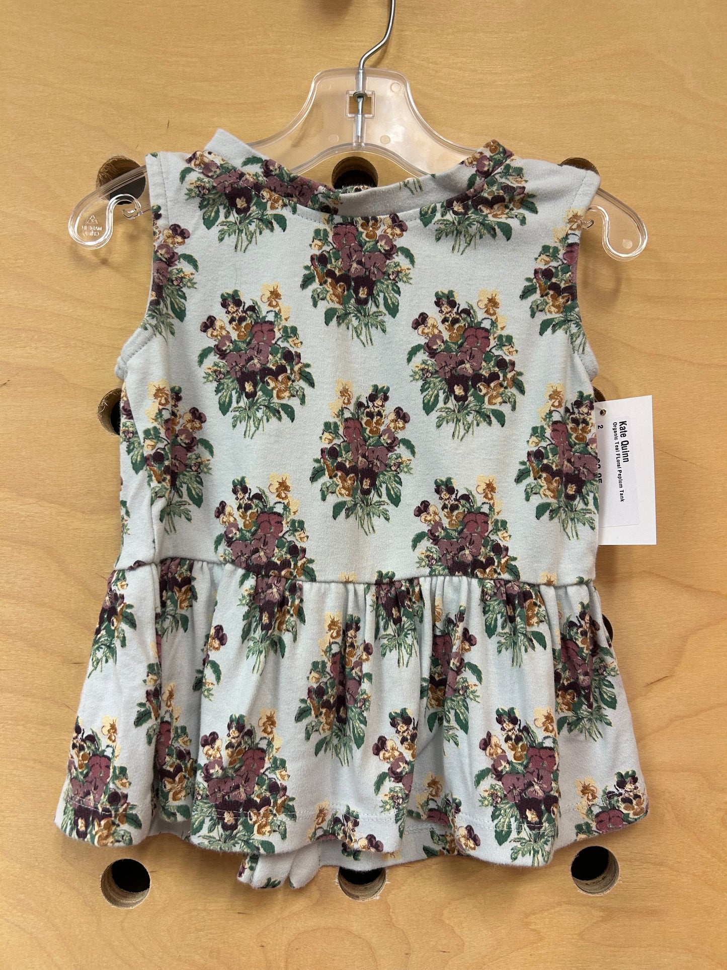 Organic Teal FLoral Peplum Tank