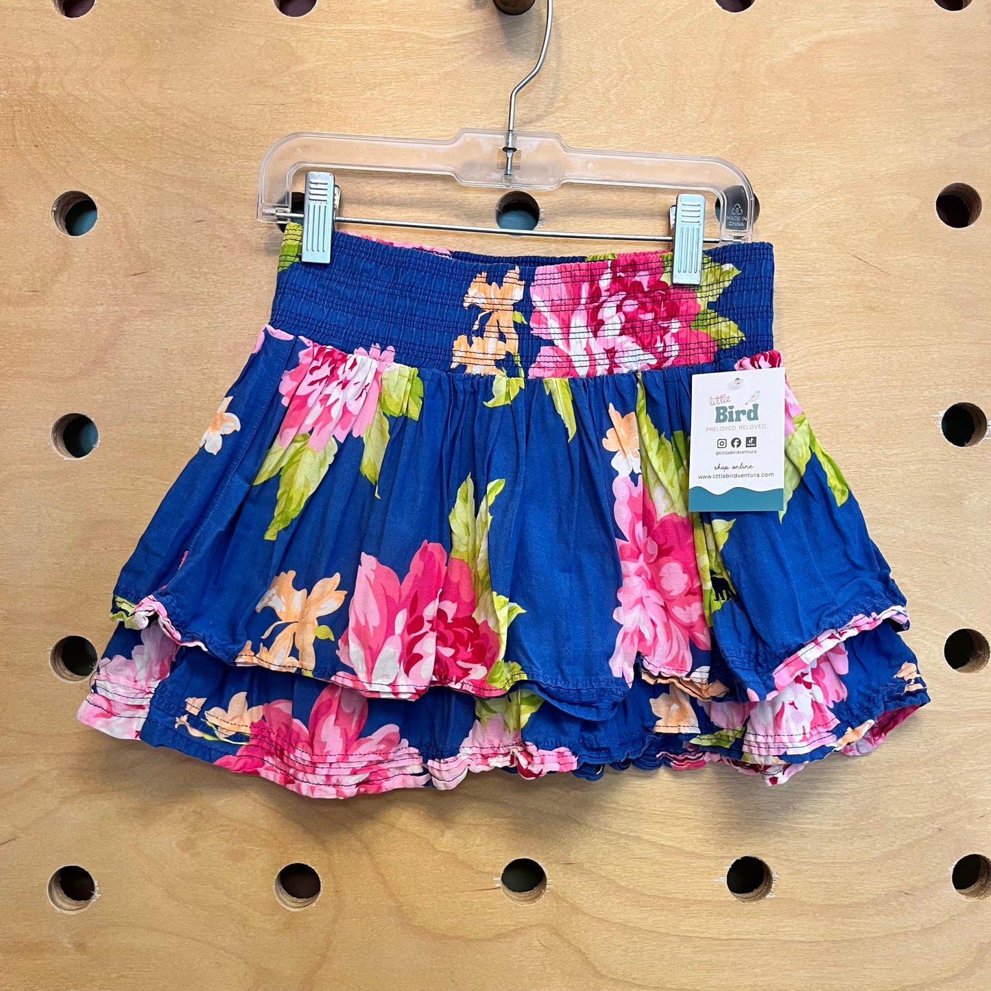 Blue Floral Ruffle Skirt