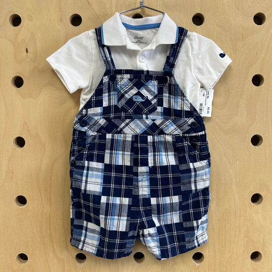 Blue Plaid 2pc Shortalls Outfit