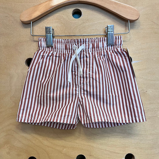 Brown/White Striped Swim Shorts