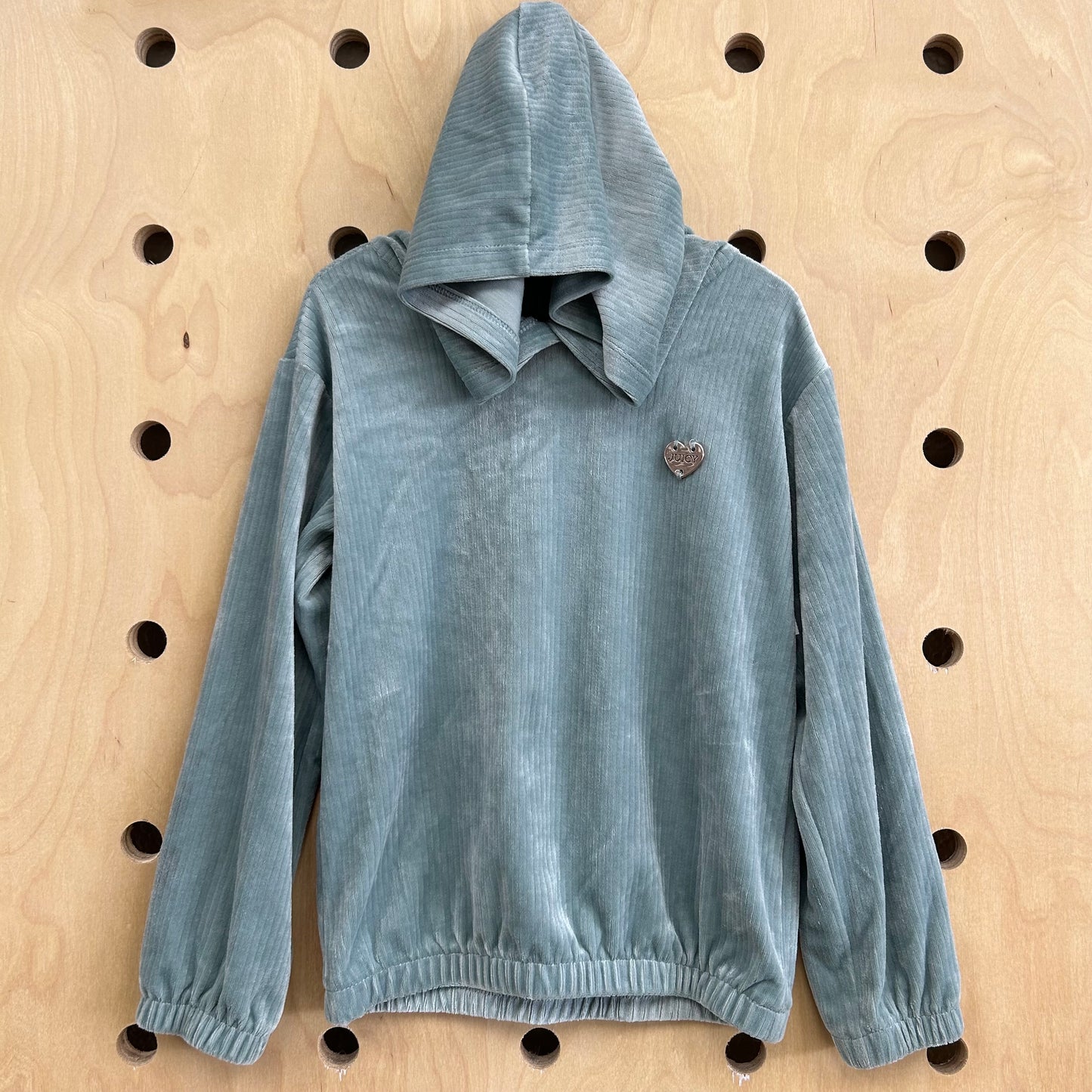 Blue Velour Ribbed Pullover