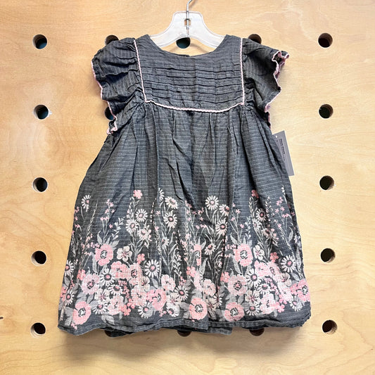 Grey/Pink Floral Cotton Dress