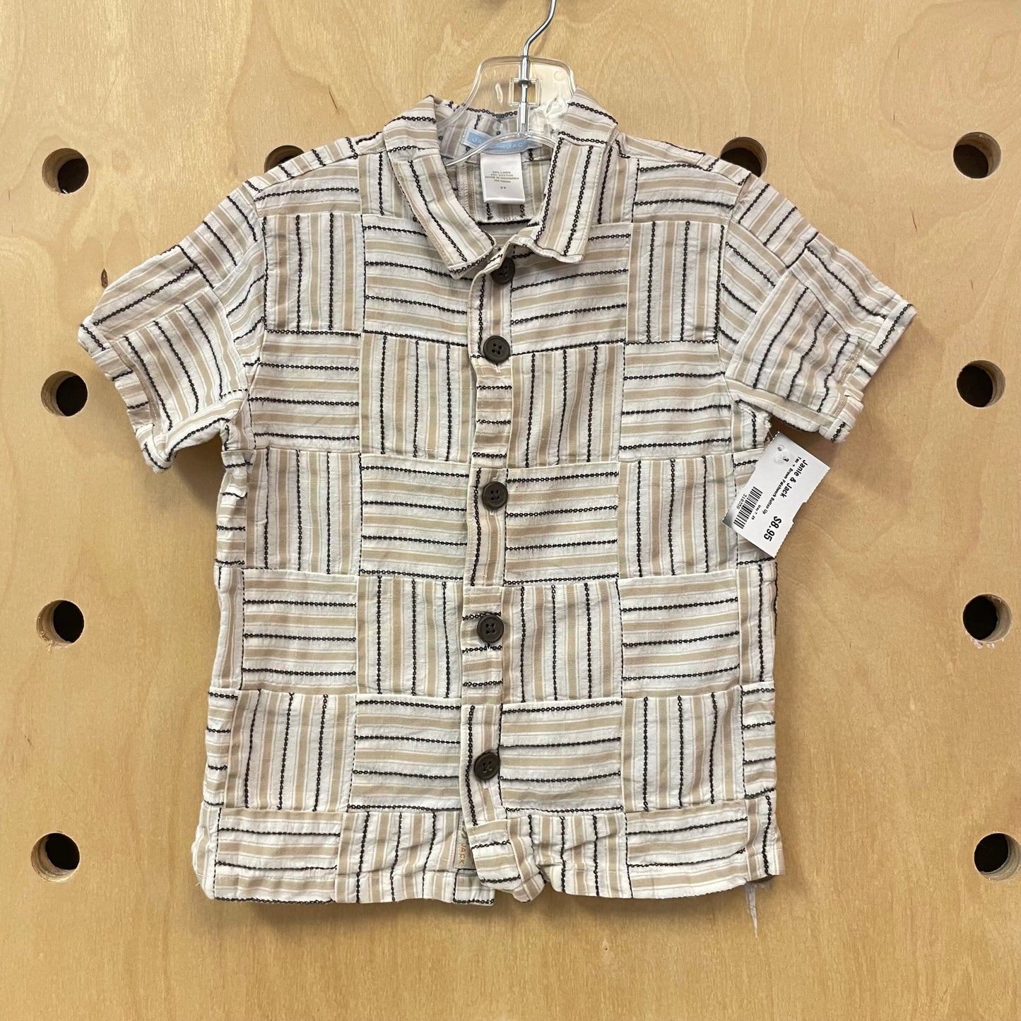 Tan + Brown Patchwork Button Up
