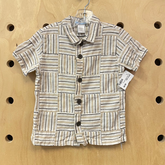 Tan + Brown Patchwork Button Up