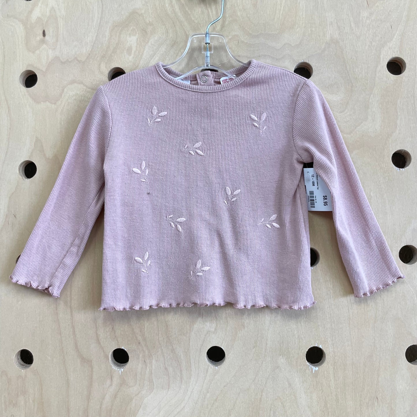 Pink Ribbed Leaves Top