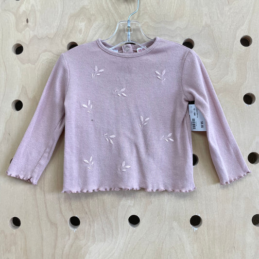 Pink Ribbed Leaves Top
