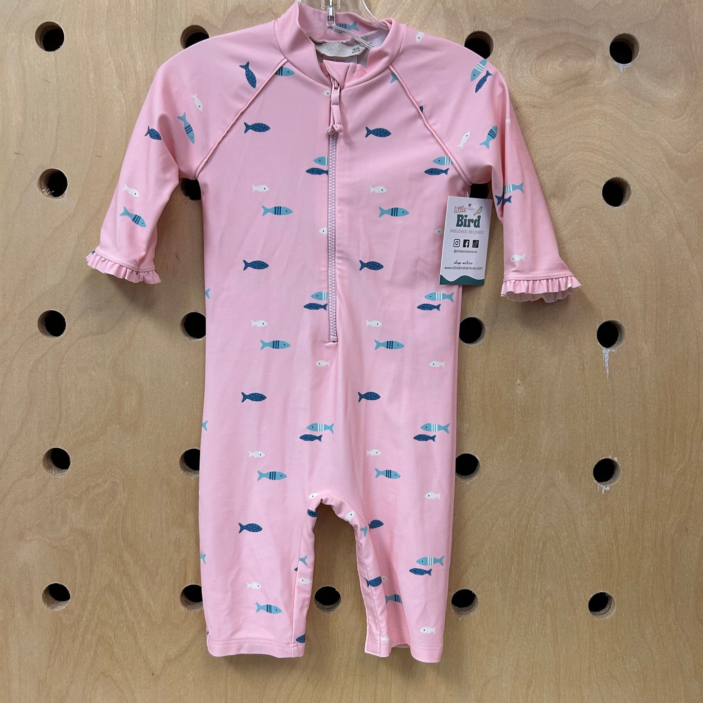 Pink Fish Zipper Swimsuit