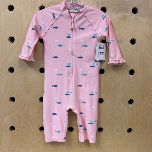 Pink Fish Zipper Swimsuit