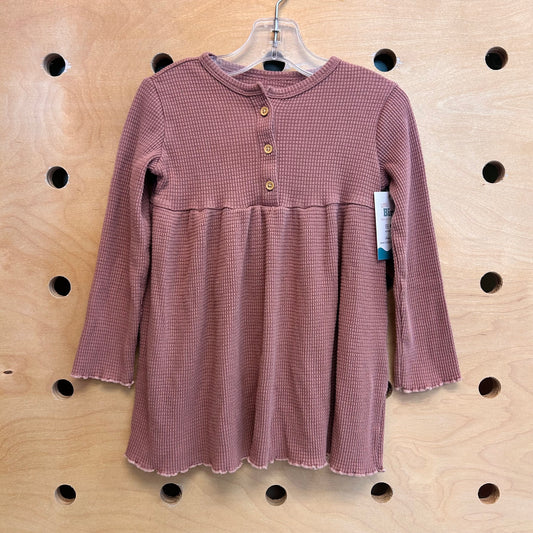 Mauve Waffle Knit LS Dress