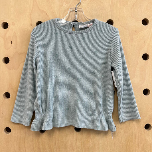 Teal Soft Ribbed LS Top