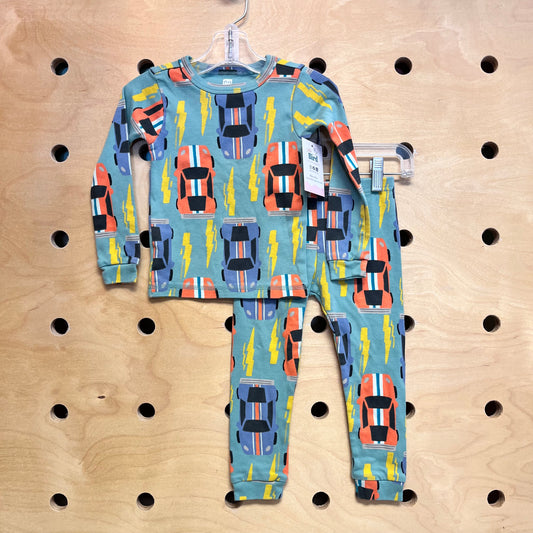 Green Cotton Racecar/Lightning PJ's