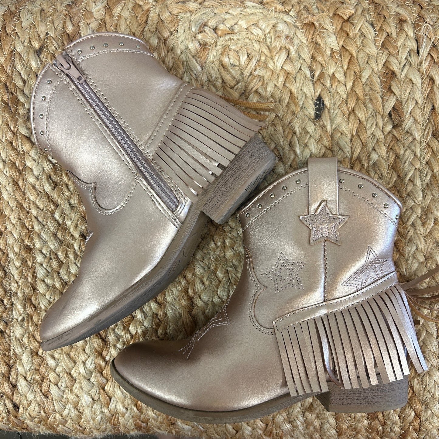 Rose Gold Stars & Fringe Cowgirl Boots