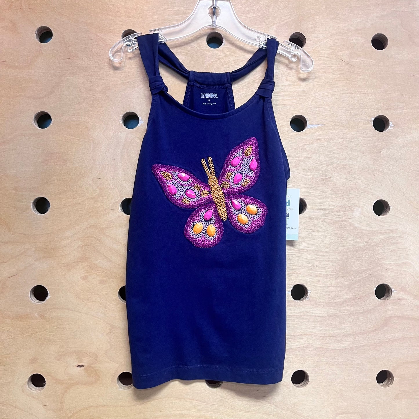 Purple Beaded Butterfly Tank
