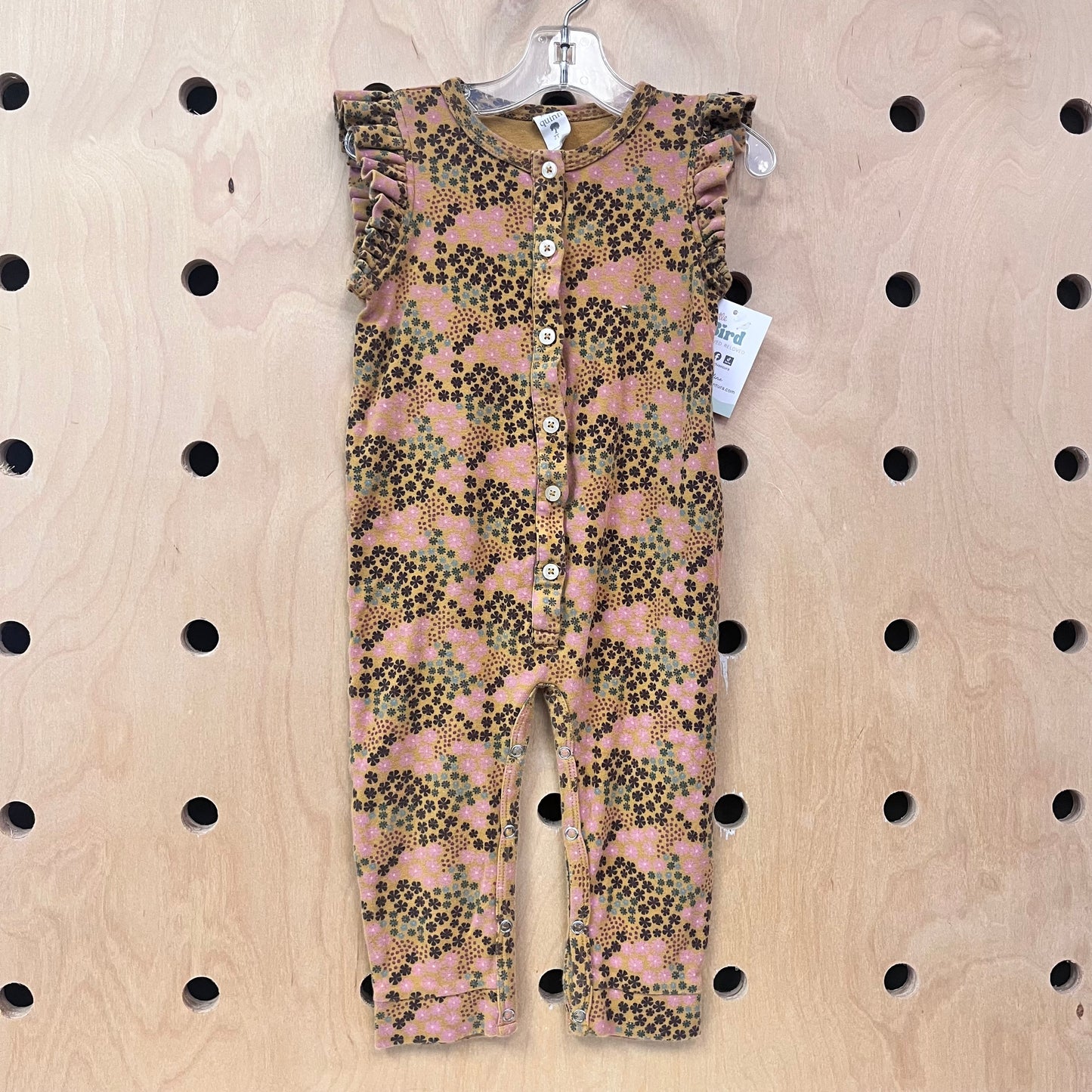 Organic Brown Floral Romper