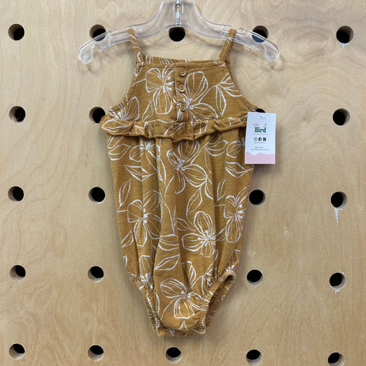 Organic Caramel Floral Bubble Romper