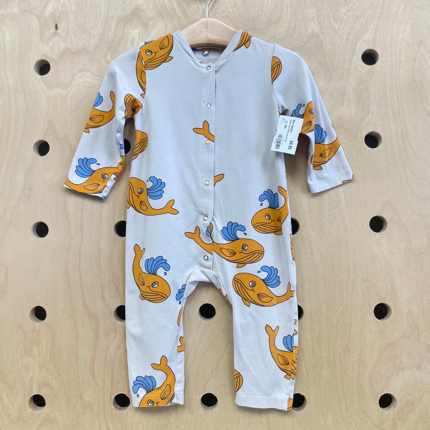 Organic Beige Whales Snap Romper