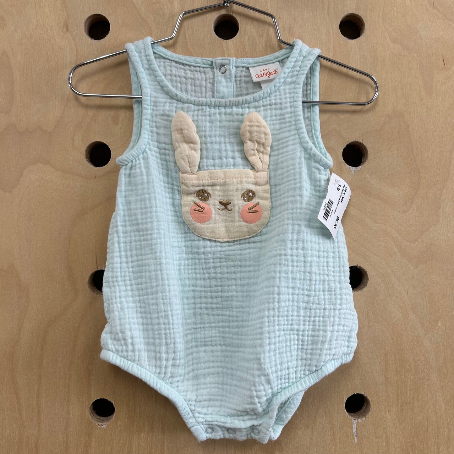 Blue Muslin Bunny Bubble Romper