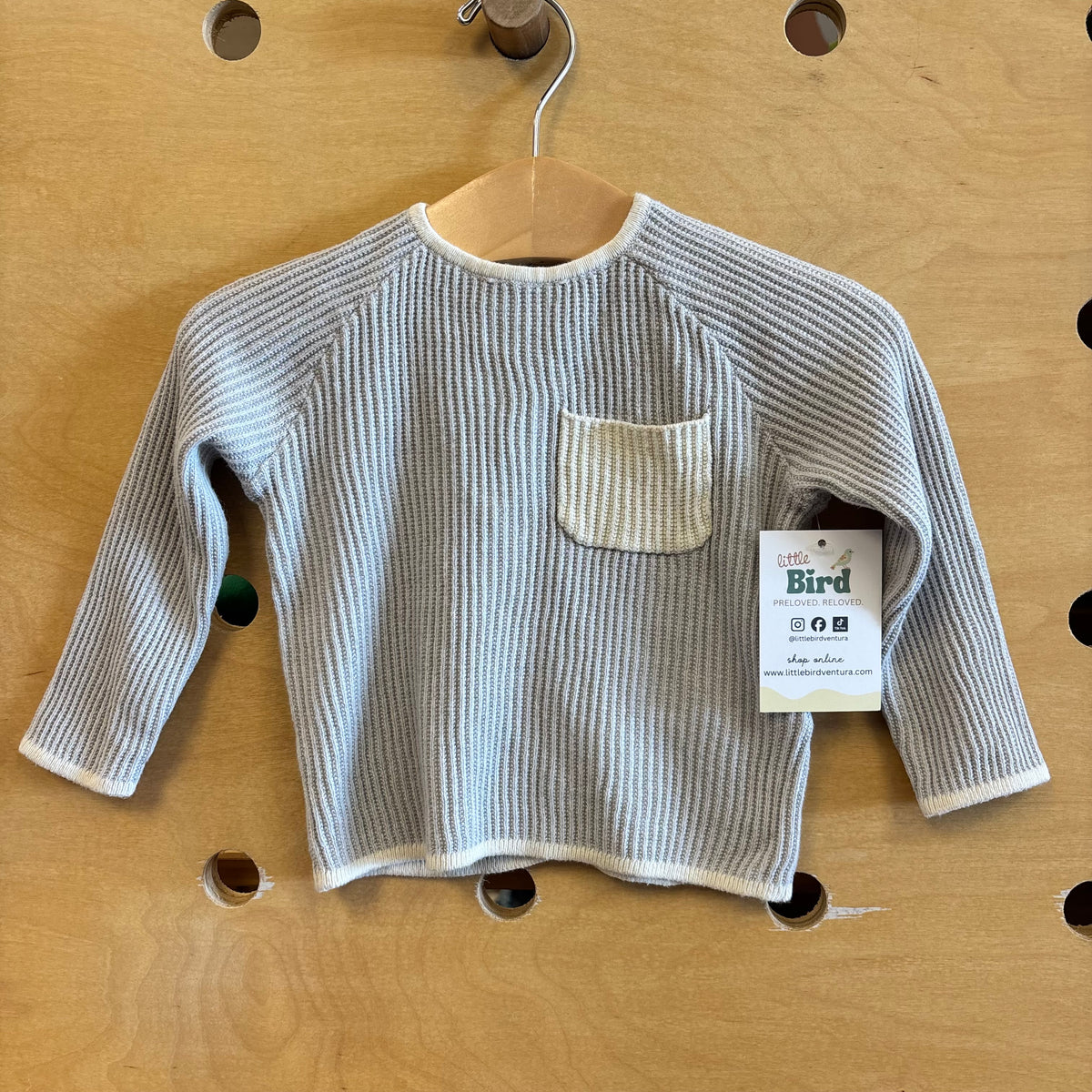 Grey/Cream Pocket Knit Sweater