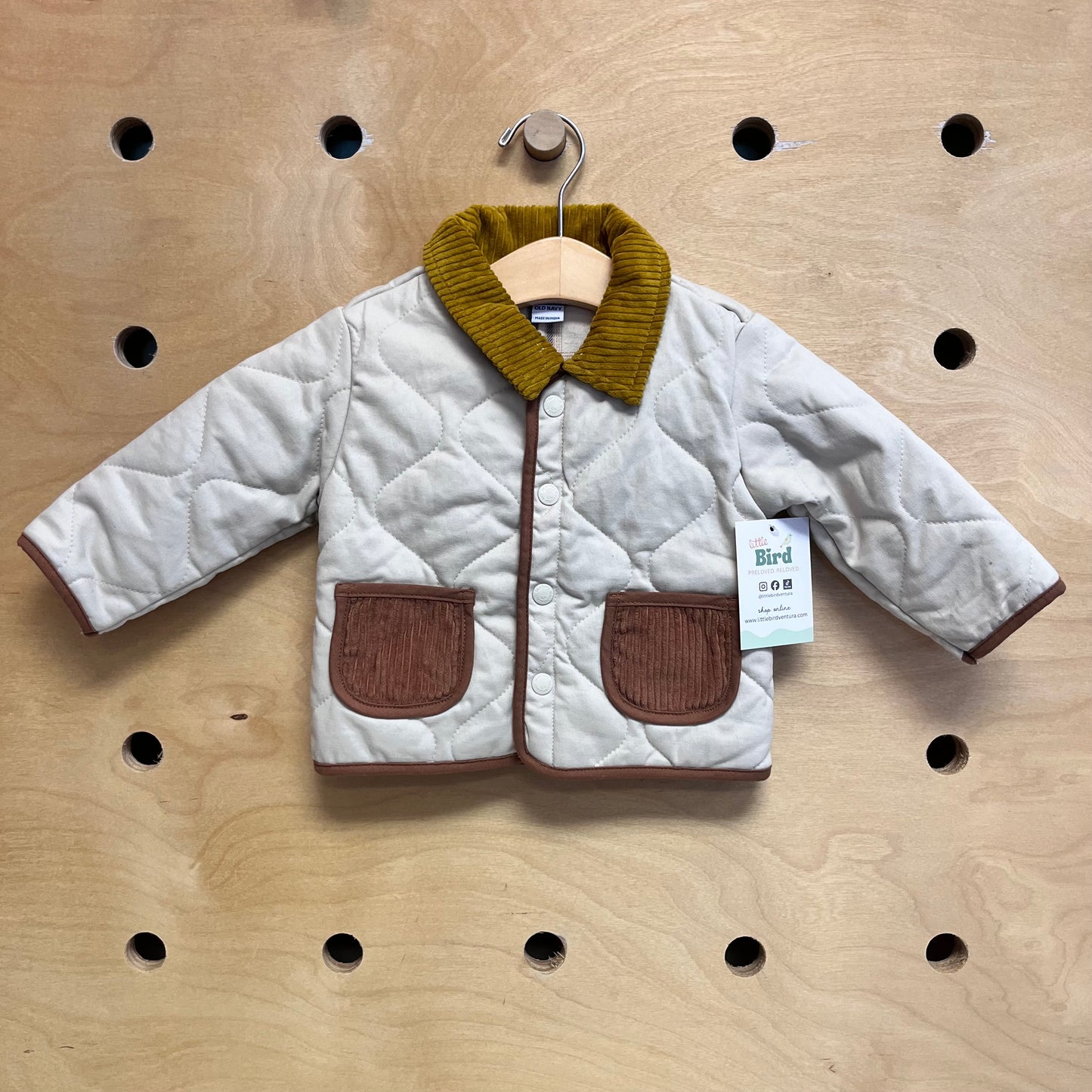 Cream/Brown Quilted Jacket