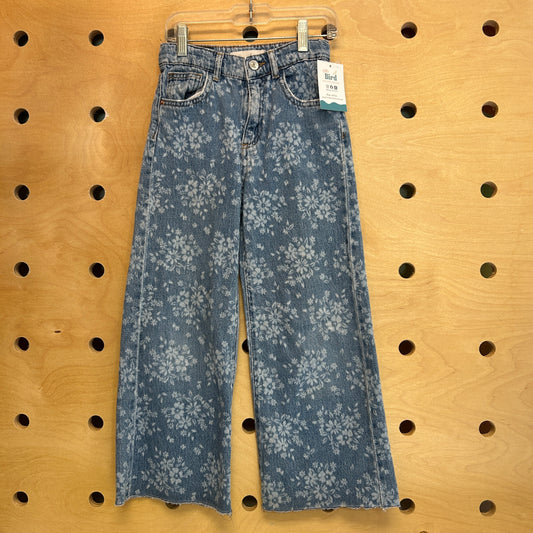 Bleached Floral Wide Leg Denim