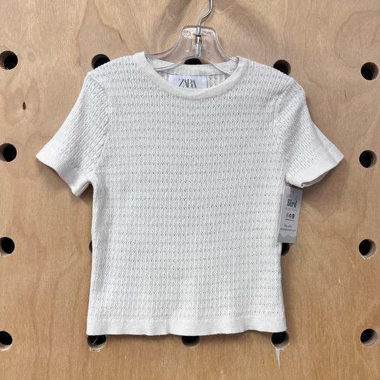 Cream Pointelle Tee