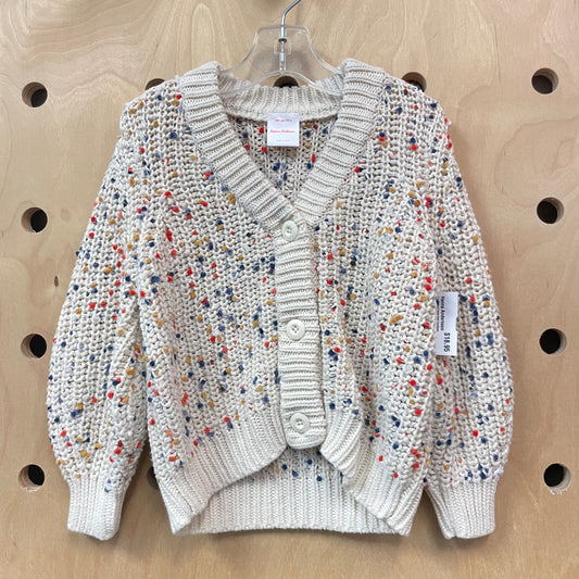Cream Spackeled Knit Cardigan