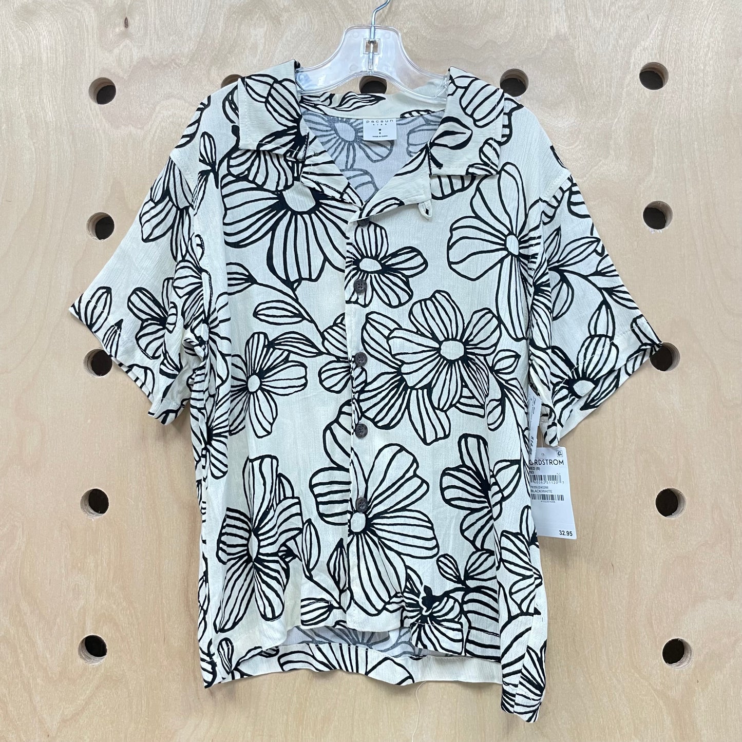 Cream & Black Floral Button Up Shirt NEW!