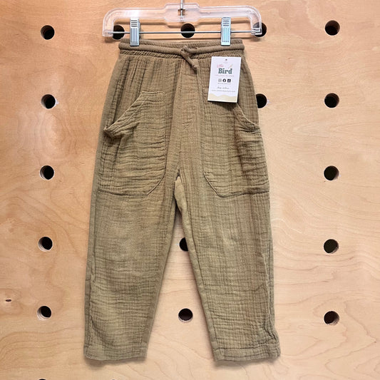 Olive Gauze Drawstring Pants