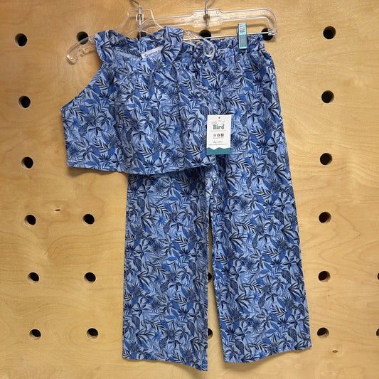 Blue Linen Leaves Outfit