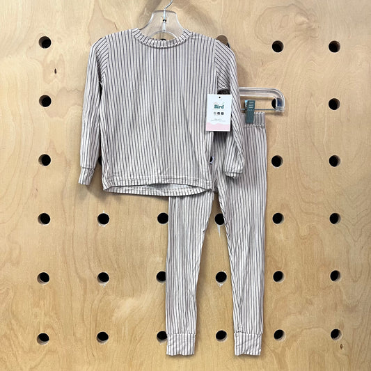 Beige Striped Bamboo Pajamas