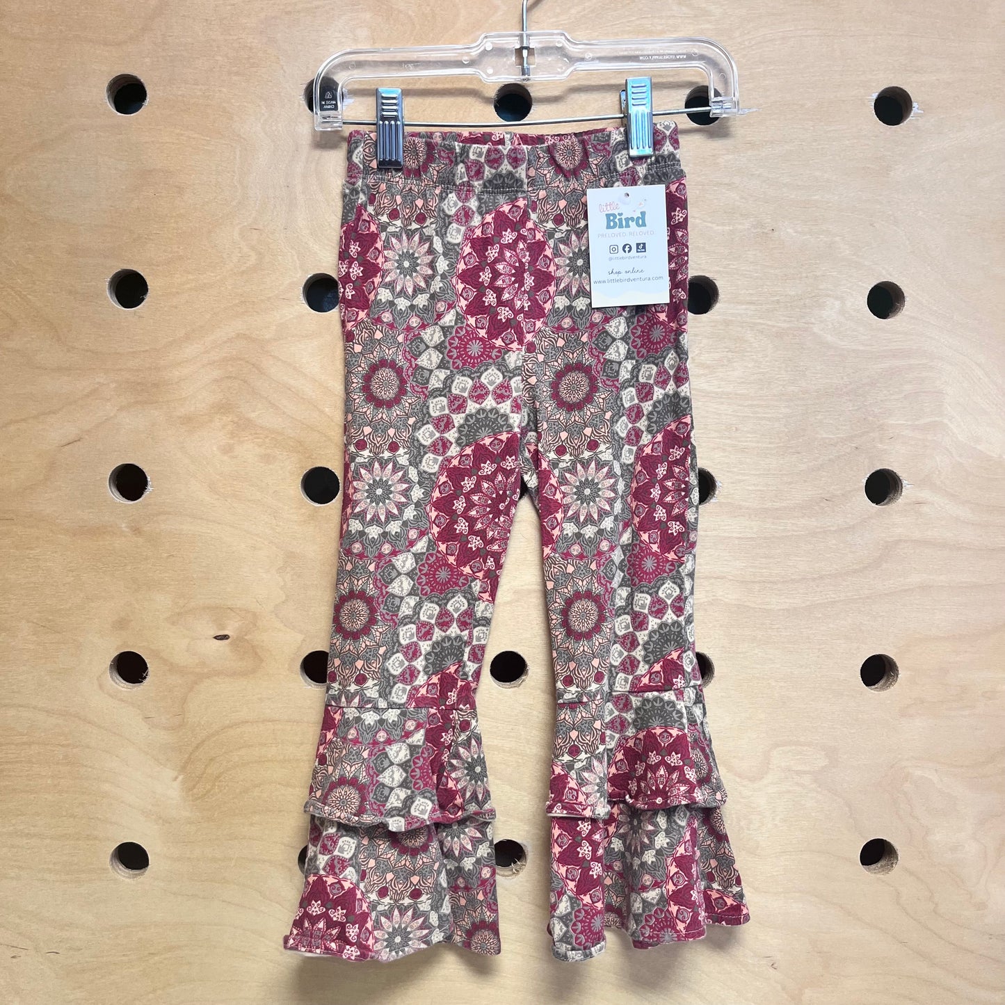 Red Mod Floral Organic Ruffle Leggings