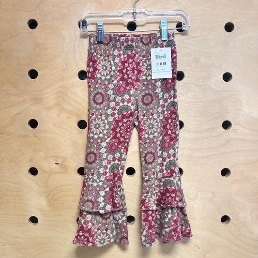 Red Mod Floral Organic Ruffle Leggings