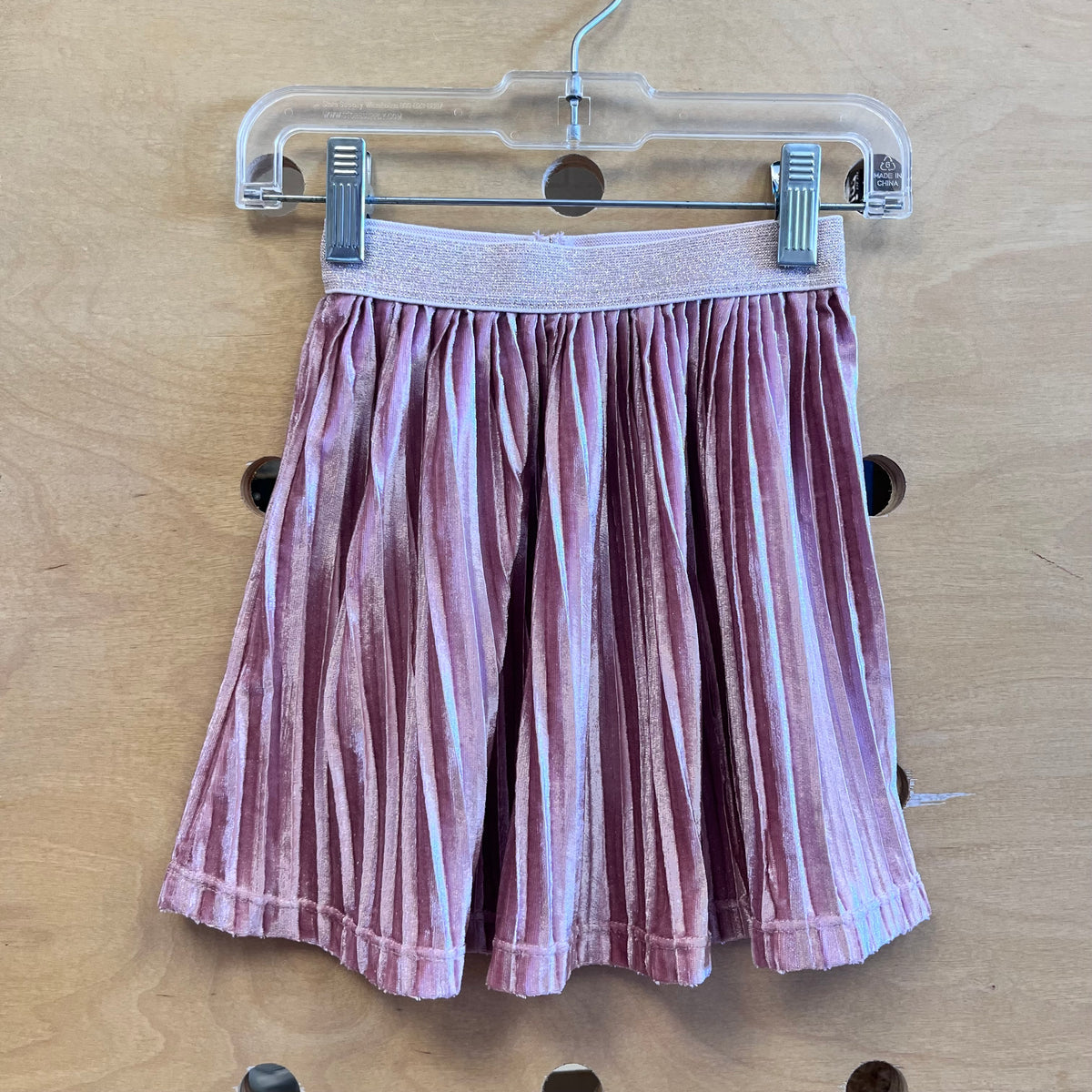 Pink Velour Pleated Skirt