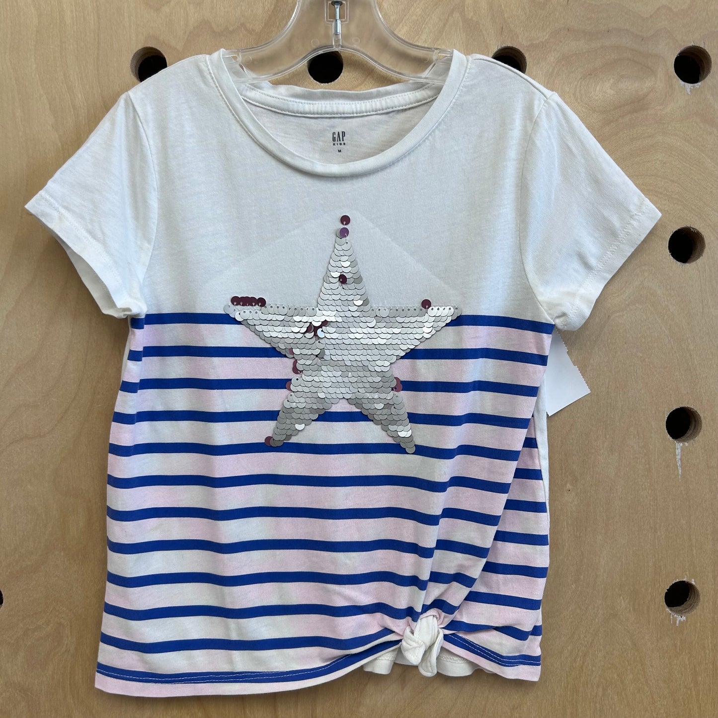 White Tie Dye Striped Star Top