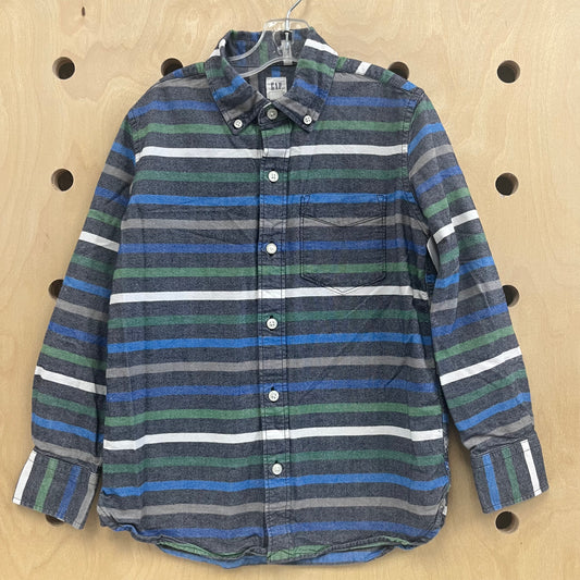Blue & Green Striped Button Up