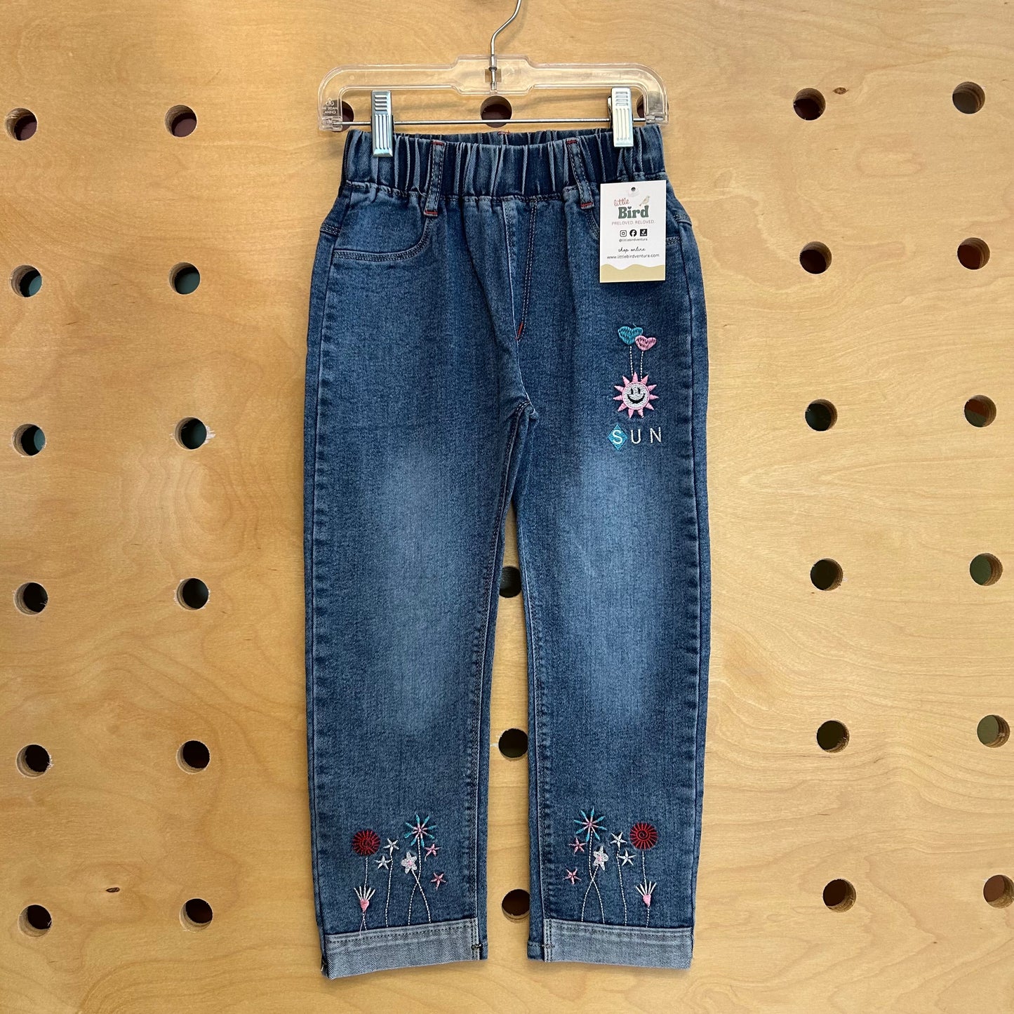Embroidered Pull On Denim