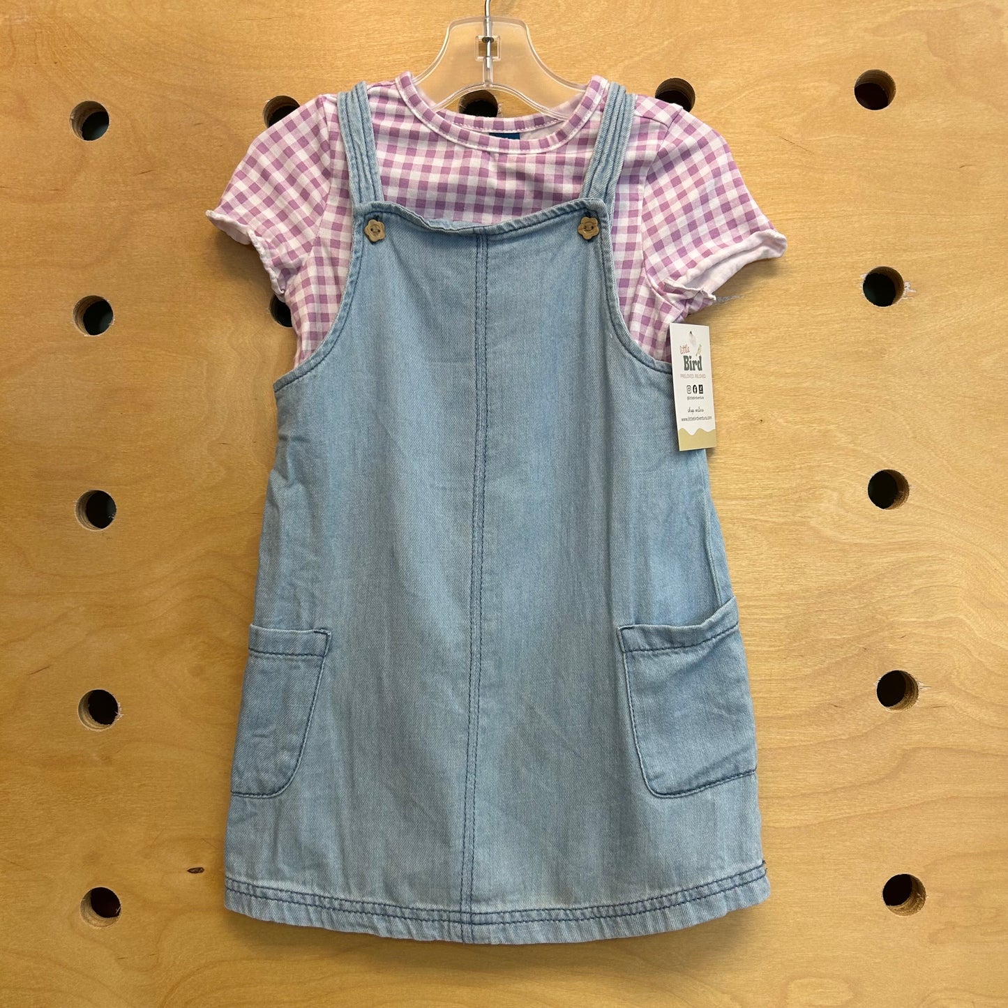 Purple Gingham/Denim Jumper Set