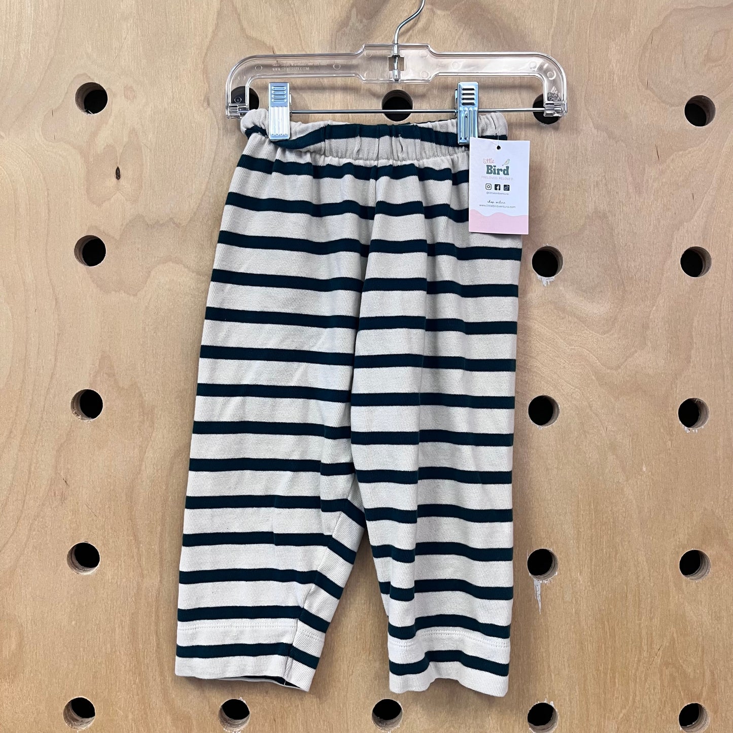 Green Striped Organic Wide Leg Pants