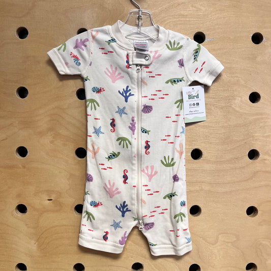Organic Cream Sea Life Shortie Zippy