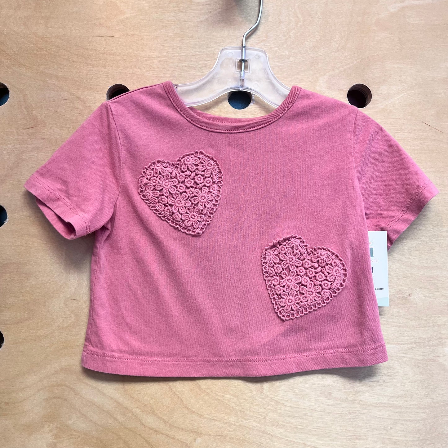 Pink Knit Hearts Tee