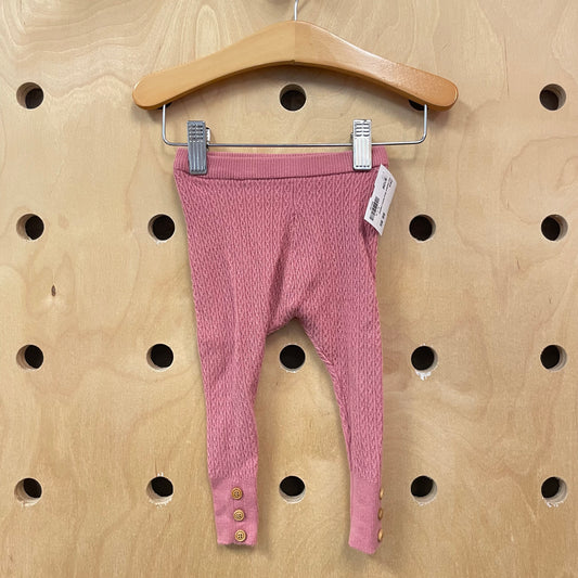 Pink Cableknit Wood Button Leggings