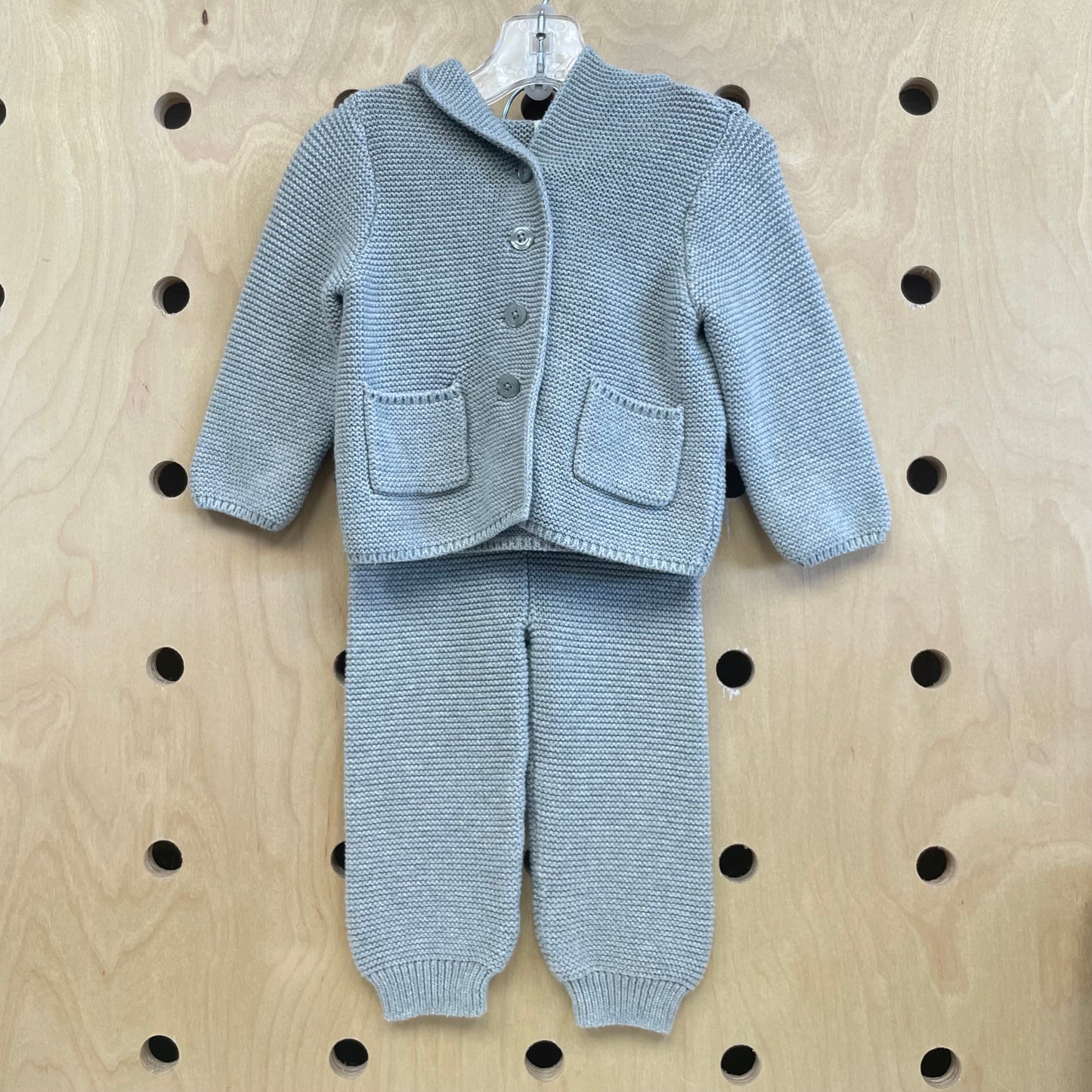 Grey Knit Bear Ears Outfit