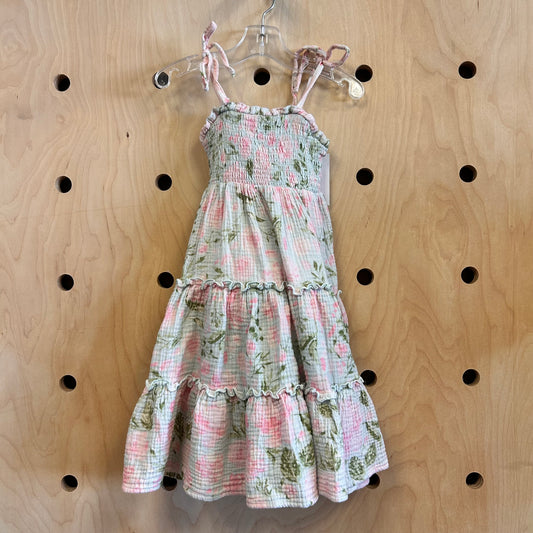 Mint & Pink Floral Gauze Dress