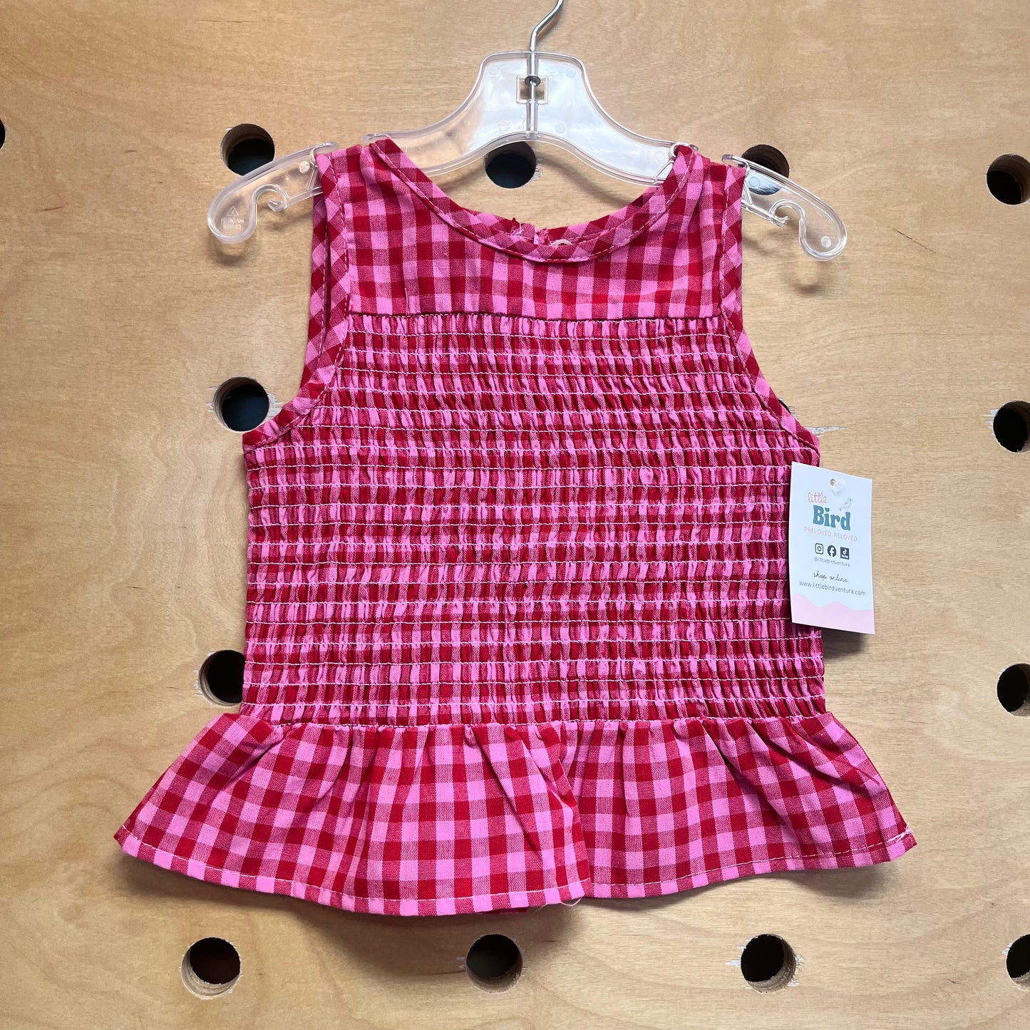 Red/Pink Gingham Smocked Tank