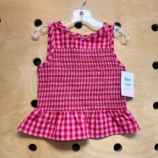 Red/Pink Gingham Smocked Tank