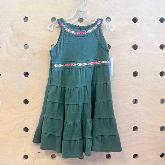 Green Colorful Arrows Embroidered Dress